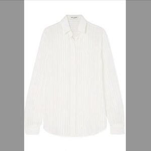 Saint Laurent - metallic striped silk-blend georgette shirt 36